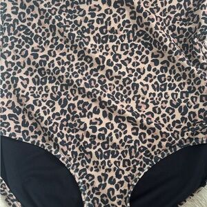 Albion Black and Leopard Accent Swimwear